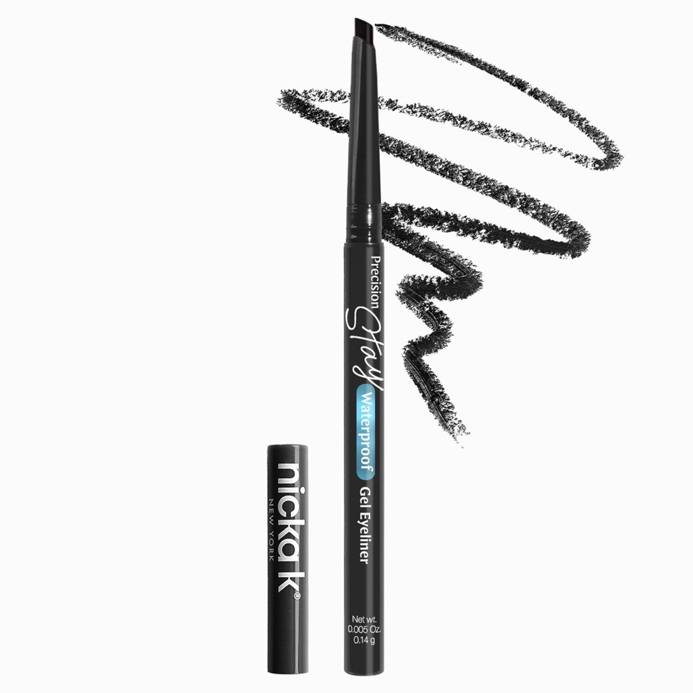 Nicka K Black Precision Stay Waterproof Gel Eyeliner- creamy, pigmented, chisel
